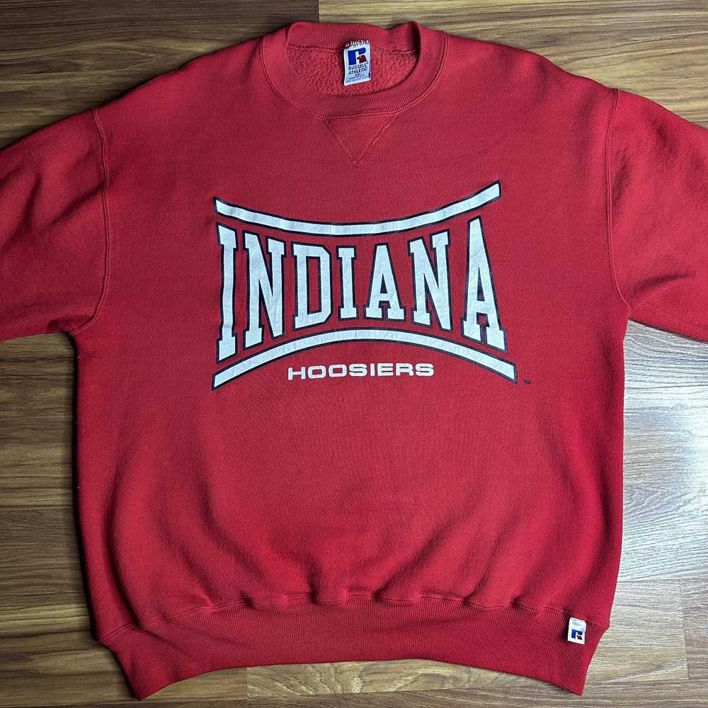 Vintage Russell Athletic Indiana Hoosiers Crewneck Sweatshirt Men XL Red 80s 90s - Picture 2 of 8